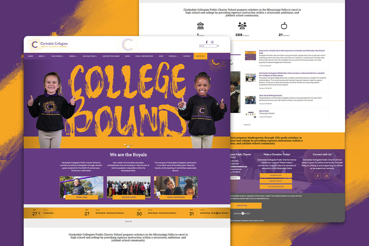 Website Design for Clarksdale Collegiate Public Charter School